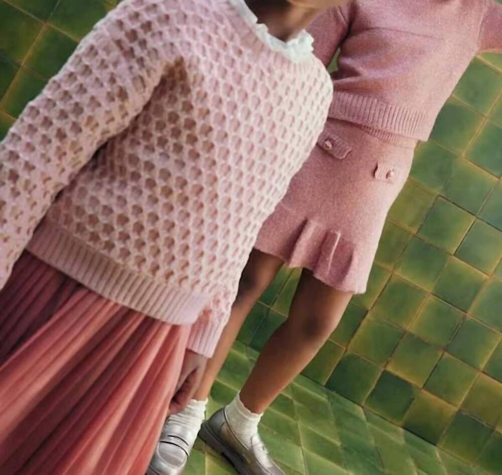 NEW ABEL & LULA kid's petal jacquard sweater in pink